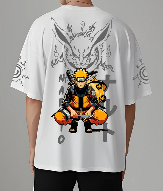 9 tails reflective Naruto Uzumaki Oversized T-Shirts